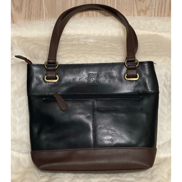 NEW Stone & Co Black Brown Megan Leather Colorblock Shoulder Bag $139 - Picture 3 of 8